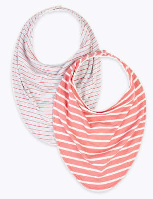 Lot de 2&nbsp;bavoirs &agrave; rayures, facile &agrave; enfiler