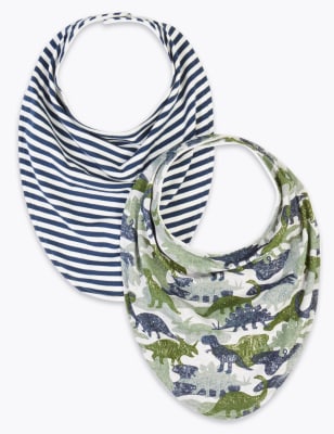 Lot de 2&nbsp;bavoirs en coton avec imprim&eacute;, faciles &agrave; enfiler