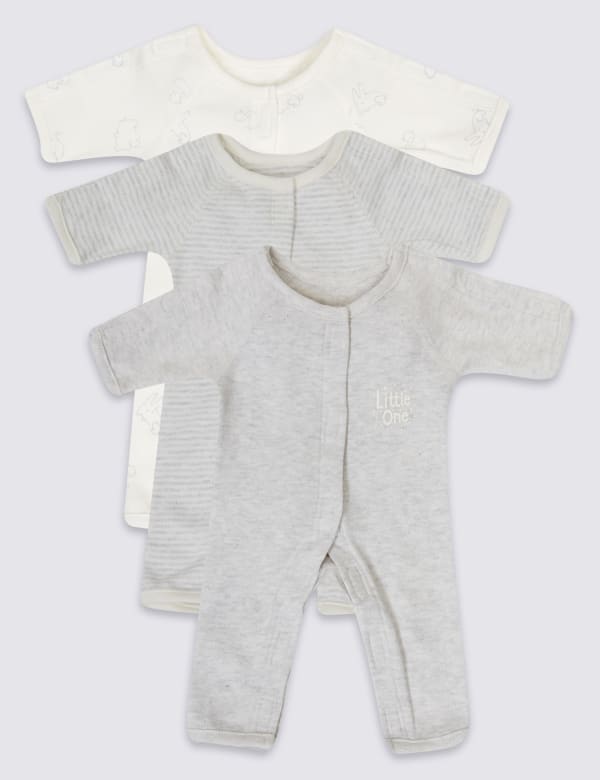 Adaptive 3 Pack Premature Pure Cotton Sleepsuits (3lbs-4lbs)