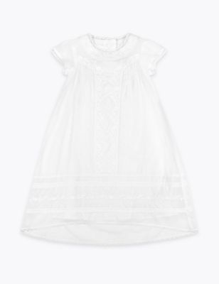 Pure Cotton Embroidered Christening Baby Dress (0-12 Mths)