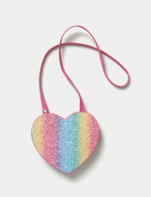 M&S Girl's Glitter Heart Crossbody Bag - Multi, Multi