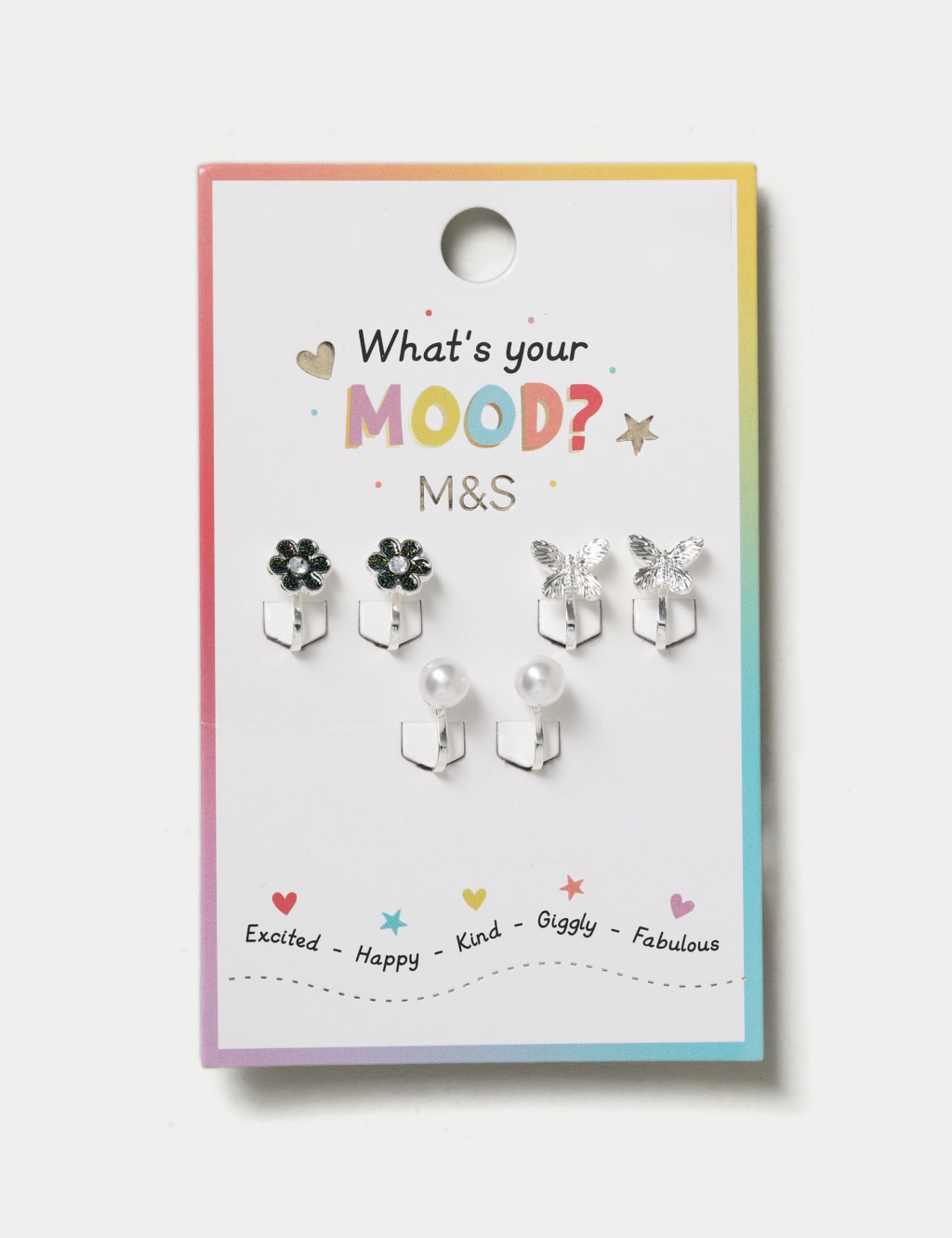 3 Pack Mood Clip-On Silver Effect Earrings