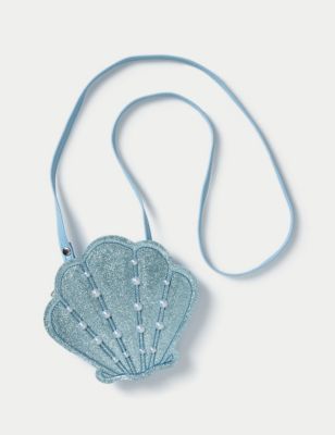M&S Girl's Glitter Shell Bag - Blue, Blue