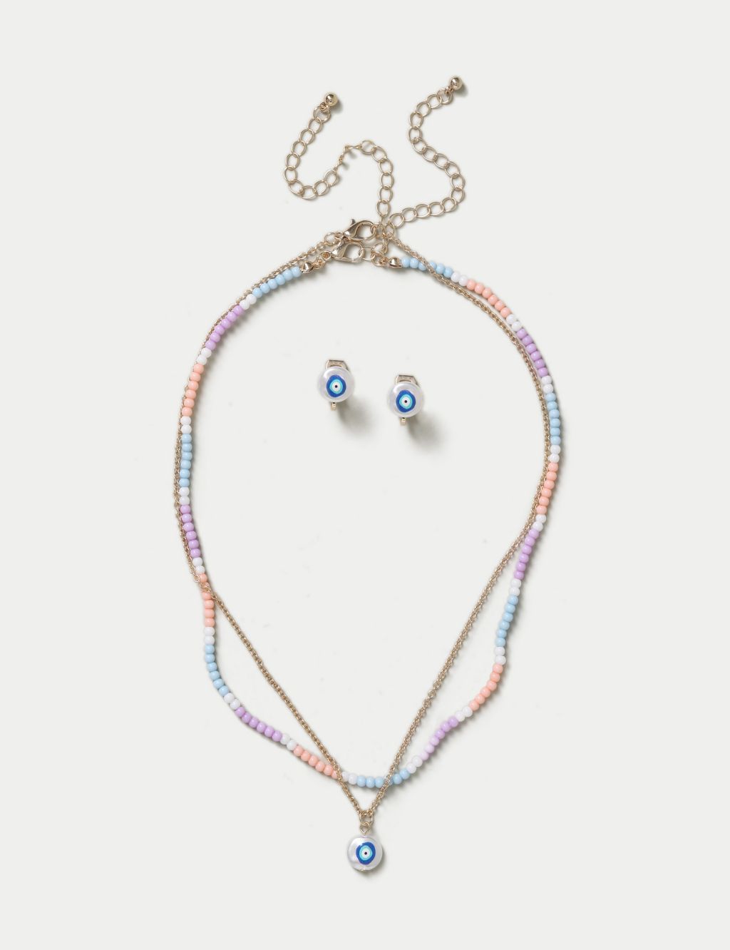 Evil Eye Necklace and Earrings Set