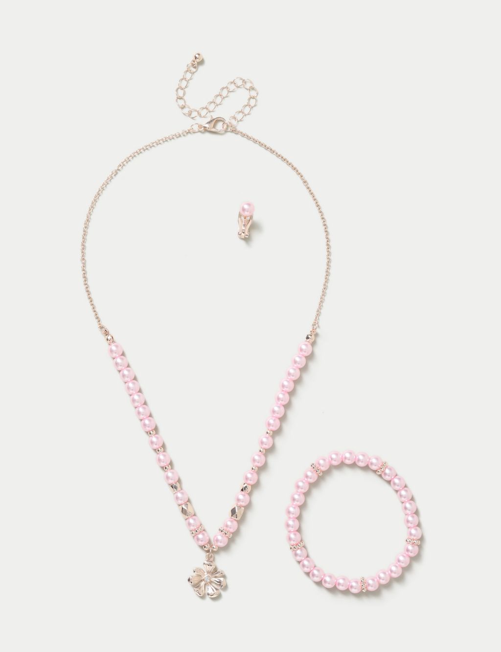 Daisy Pink Necklace and Bracelet Set