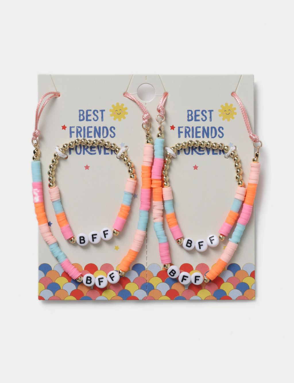 2 Pack Multi Coloured BFF Necklace and Bracelet Set