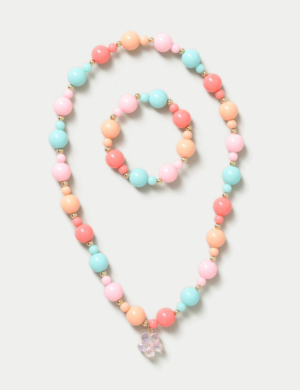 Pastel Multi Bead Necklace and Bracelet Set