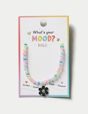 M&S Girls Mood Flower Silver Effect Necklace, Silver