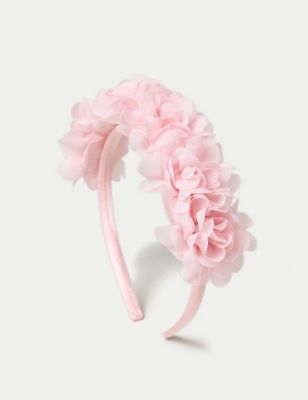 M&S Girl's Pink Flower Headband, Pink