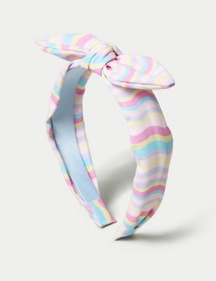 M&S Girls Stripe Knot Headband - Pastel Mix, Pastel Mix