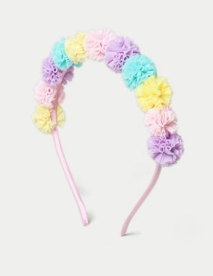 M&S Girls Tulle Pom Headband - Multi, Multi