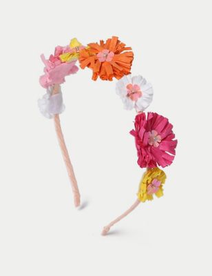 M&S Girl's Flower Raffia Headband - Multi, Multi