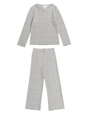 

M&S Collection Lounge-Schlafanzugset mit Rippenmuster (6-16 J.) - Charcoal, Charcoal