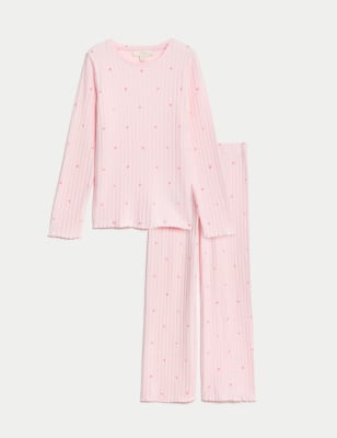 

Girls M&S Collection Star Print Ribbed Pyjamas (6-16 Yrs) - Soft Pink, Soft Pink