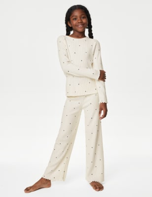 Star Print Ribbed Pyjamas (6-16 Yrs)