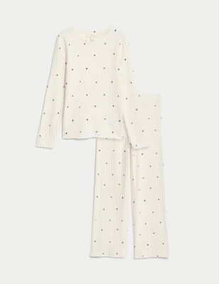 Star Print Ribbed Pyjamas (6-16 Yrs)