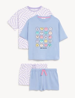 2pk Pure Cotton Patterned Short Pyjama Sets