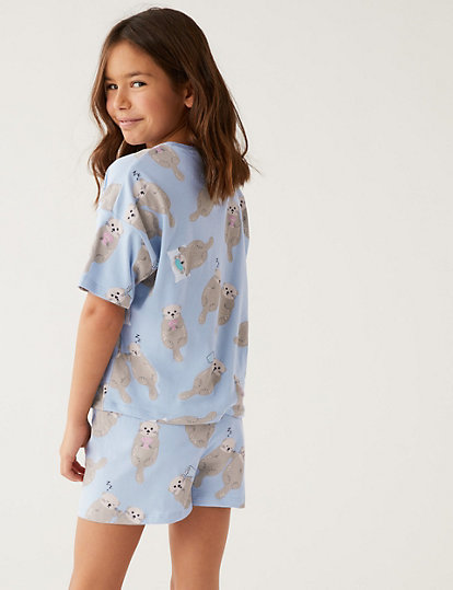 2pk Pure Cotton Otter Short Pyjama Sets
