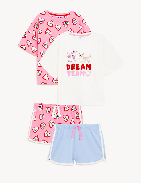 2pk Pure Cotton Patterned Short Pyjama Sets (6-16 Yrs) - MK