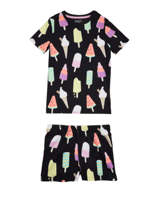 

M&S Collection Pijama corto de algodón con estampado de polos (7-16 años) - Black Mix, Black Mix