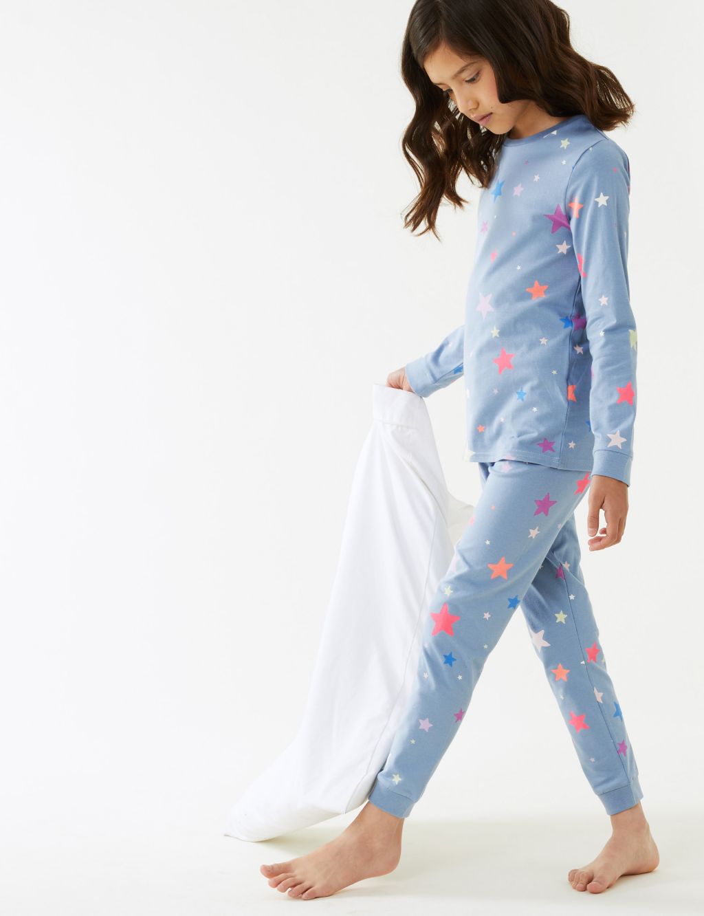 Pure Cotton Star Print Pyjamas (7-16 Yrs) image 1