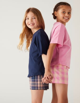 

M&S Collection Pack de 2 pijamas 100% algodón de cuadros (6-16 años) - Navy Mix, Navy Mix