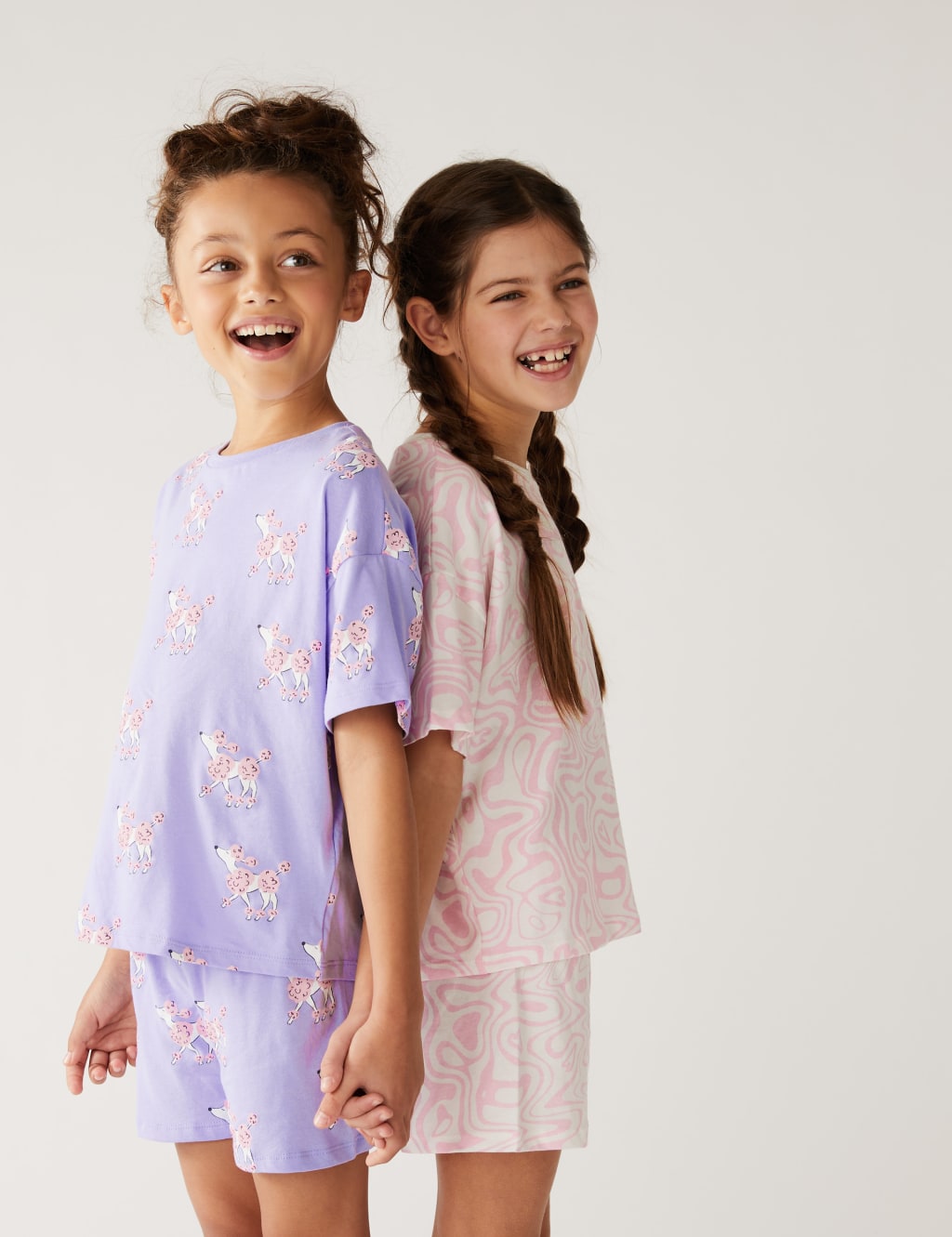 2pk Pure Cotton Marble & Dog Short Pyjama Sets (6-16 Yrs) image 1