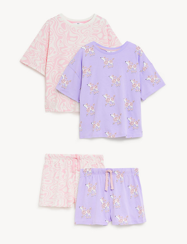 2pk Pure Cotton Marble & Dog Short Pyjama Sets (6-16 Yrs) - MK