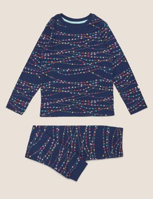 Pure Cotton Star Print Pyjama Set (6-16 Yrs) 