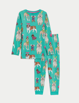 

Girls M&S Collection Cotton Rich Christmas Dog Pyjamas (6-16 Yrs) - Green Mix, Green Mix