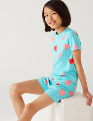 

M&S Collection Pijama de algodón con diseño de polos de corazones (7-16 años) - Blue Mix, Blue Mix