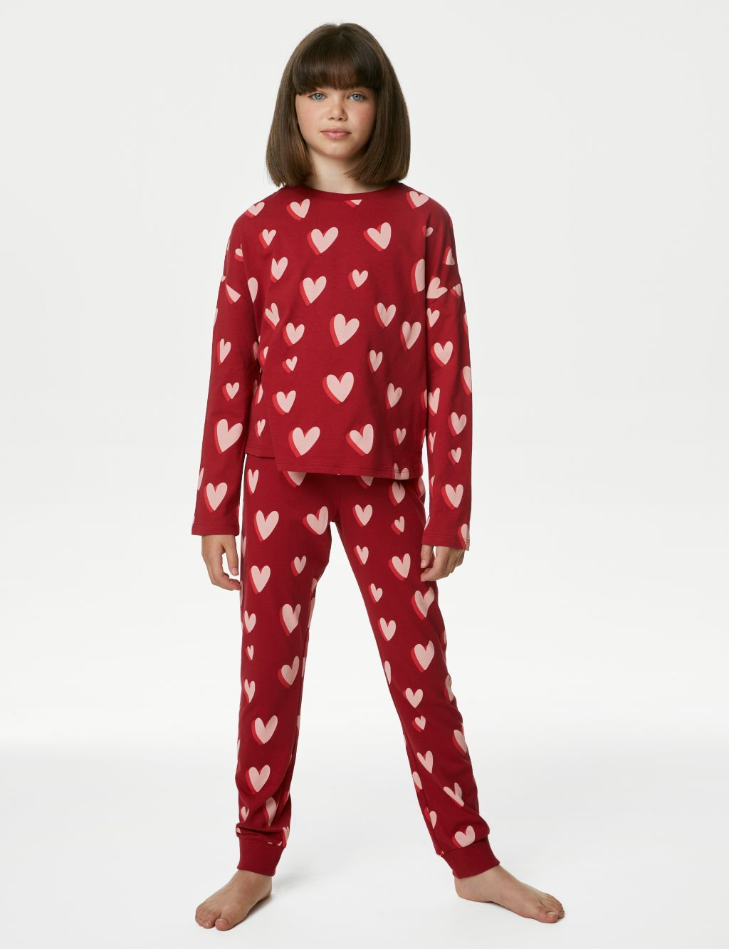 3pk Pure Cotton Heart Pyjama Sets (6-16 Yrs) image 2