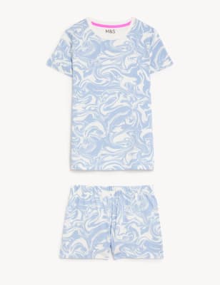 Cotton Rich Marble Print Short Pyjama Set