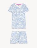 Cotton Rich Marble Print Short Pyjama Set