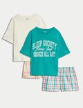 2 pyjama's van zuiver katoen met ruitmotief (6-16 jaar)