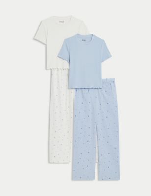 Set van 2 katoenrijke pyjama's met bloemmotief (6-16 jaar) - NL