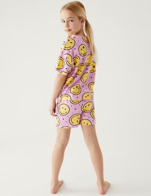 Buy SMILERA Girls Cotton Pyjama Set Nightsuit (Size: 6-7 Years, Top:Beige  with Peach,Bottom:Black) Online at Best Prices in India - JioMart.