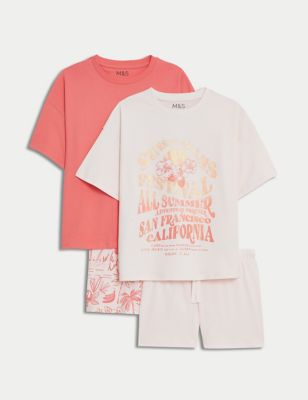 

Girls M&S Collection 2pk Pure Cotton Printed Pyjama Sets (6-16 Yrs) - Pink Mix, Pink Mix