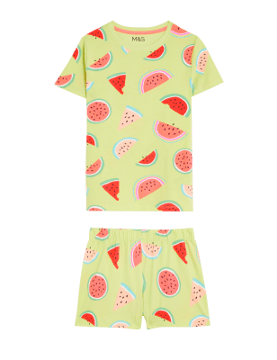 

Girls M&S Collection Cotton Rich Watermelon Short Pyjama Set (7-16 Yrs) - Green Mix, Green Mix