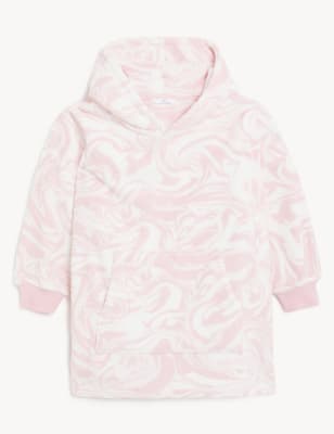 Fleece Marble Print Oversized Hoodie (3-16 Yrs)