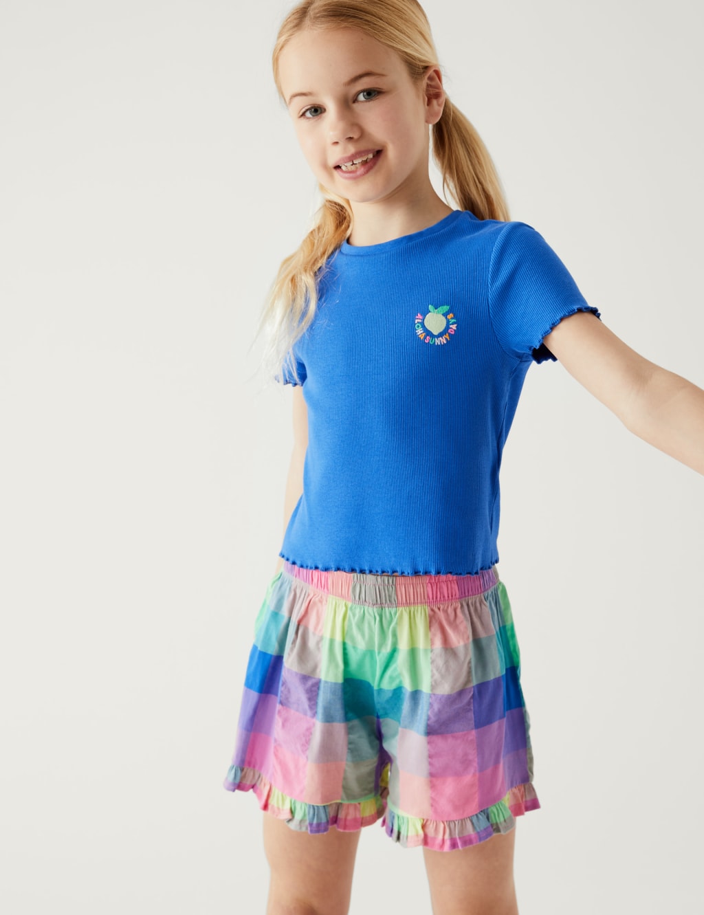 Cotton Rich Checked Short Pyjama Set (6-16 Yrs) image 1