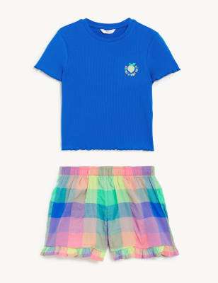 Cotton Rich Checked Short Pyjama Set (6-16 Yrs)
