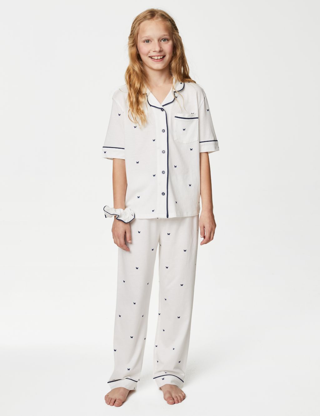 Cotton Blend Butterfly Pyjamas with Scrunchie (6-16 Yrs) image 3