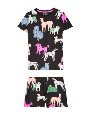 

Girls M&S Collection Cotton Rich Dog Short Pyjama Set (7-16 Yrs) - Grey Mix, Grey Mix