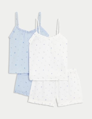 OG 2PK Floral Woven Cami Shorties (6-16 Yrs) - GR