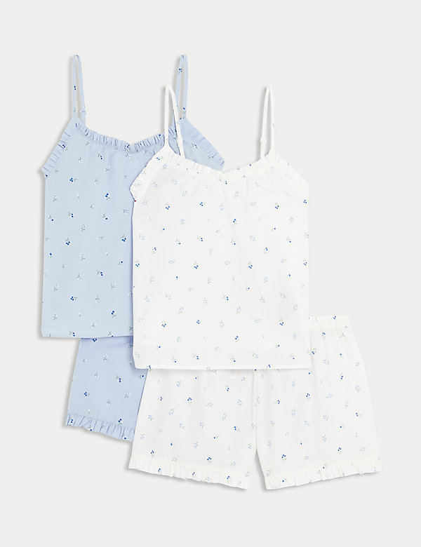 2pk Pure Cotton Floral Pyjama Sets (6-16 Yrs) - FI