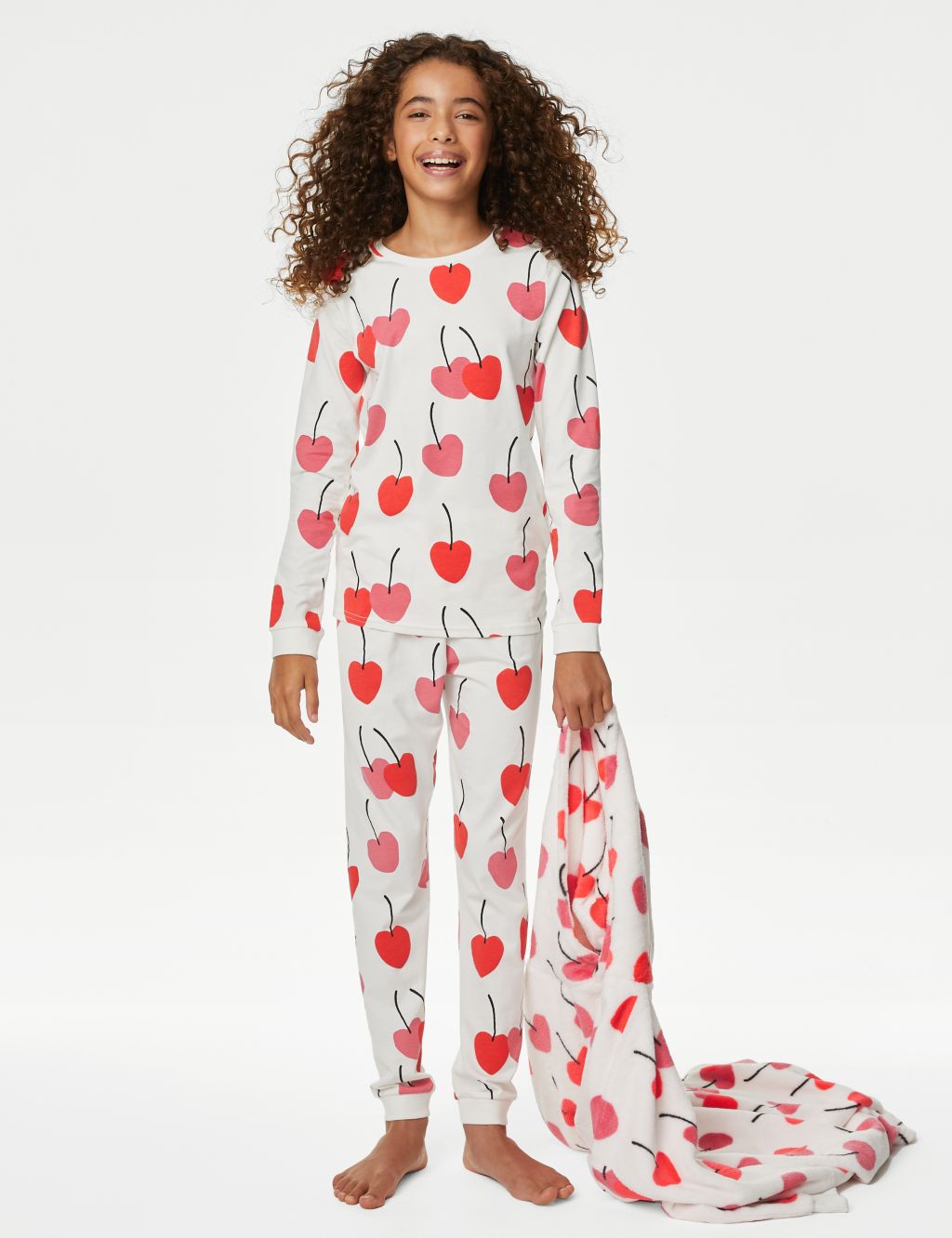 Cotton Rich Cherry Print Pyjamas (7-14 Yrs) image 1