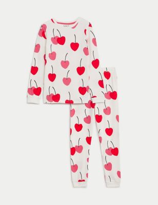 

Girls M&S Collection Cotton Rich Cherry Print Pyjamas (7-14 Yrs) - White Mix, White Mix