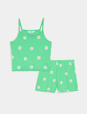 

Girls M&S Collection Cotton Rich Floral Short Pyjama Set (6-16 Yrs) - Green Mix, Green Mix