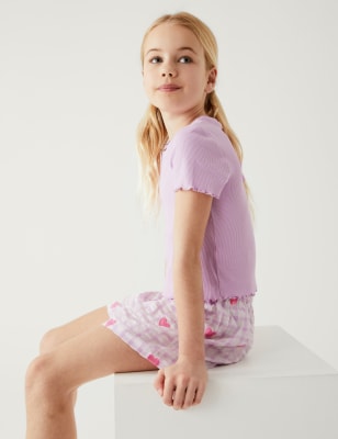 

Girls M&S Collection Cotton Rich Heart Checked Pyjamas (6 - 16 Yrs) - Pink Mix, Pink Mix